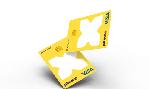 Pluxee Benefits Card - leuchtend gelbe Prepaidkarte mit großen X Shortloge