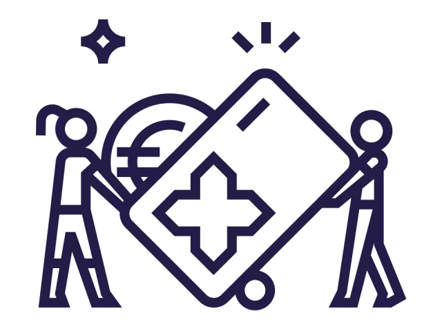 Pluxee Illustration Zahlungskarte mit Euro Zeichen.