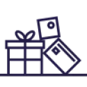 Illustration Pluxee Benefits als Geschenkboxen gestappelt