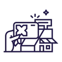 Illustration Pluxee Benefits Card vor einem Geschäft