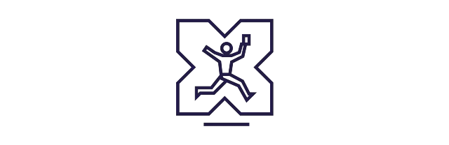 Illustration Pluxee Multi-Benefits Person springt im Pluxee X-Landmark