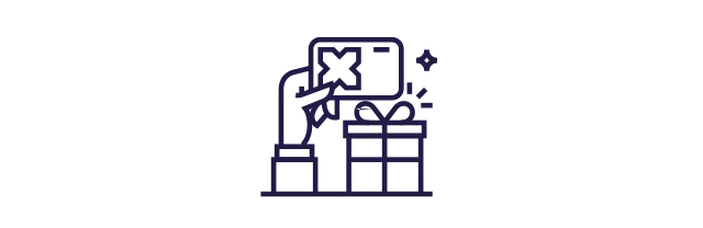 Pluxee Benefits Gard für den Sachbezug - Illustration einer Hand, die eine Geschenkkarte überreicht; daneben ein Geschenkpaket – Symbol für flexible Mitarbeitervorteile durch Gutscheinkarten