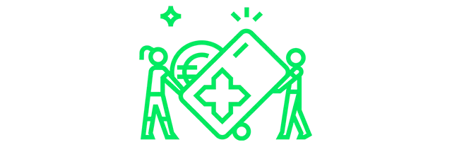 Abstrakte grüne Vektorgrafik im Pluxee-Stil – symbolisiert Geschenk- und Benefit-Lösungen von Pluxee.